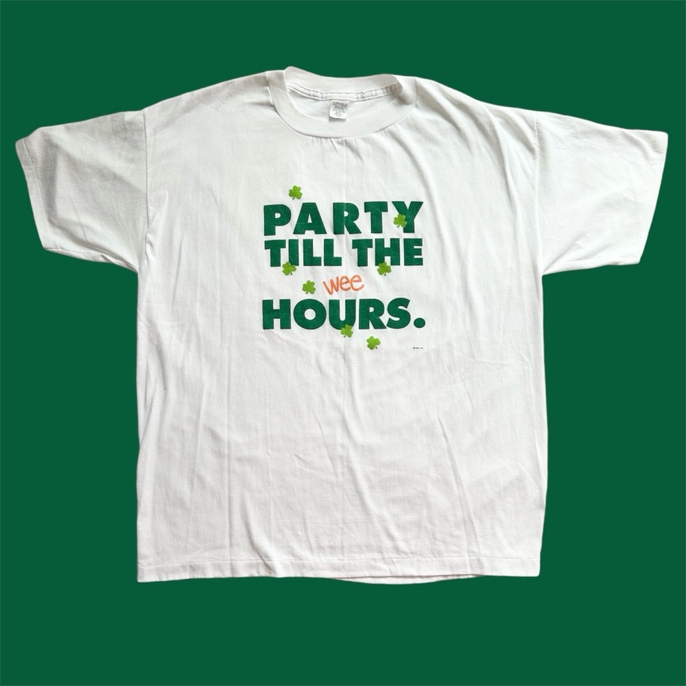Vintage 90s Hallmark Party Till the Wee Hours Irish St. Patricks Graphic Tee XL